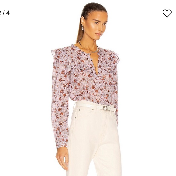 Veronica Beard Lavender Purple Ruffled Floral Long Sleeve Blouse Medium - Picture 12 of 12